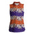 Hawaiian Hibiscus Women Sleeveless Polo Shirt Orange and Purple Unique