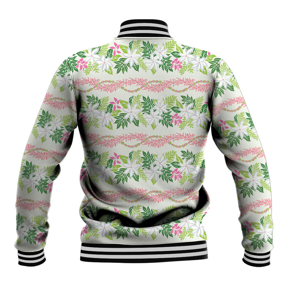 Monstera Tiare Plumeria Lei Pattern Baseball Jacket Green Version LT01 - Polynesian Pride