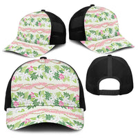 Monstera Tiare Plumeria Lei Pattern Baseball Net Cap Green Version LT01 - Polynesian Pride