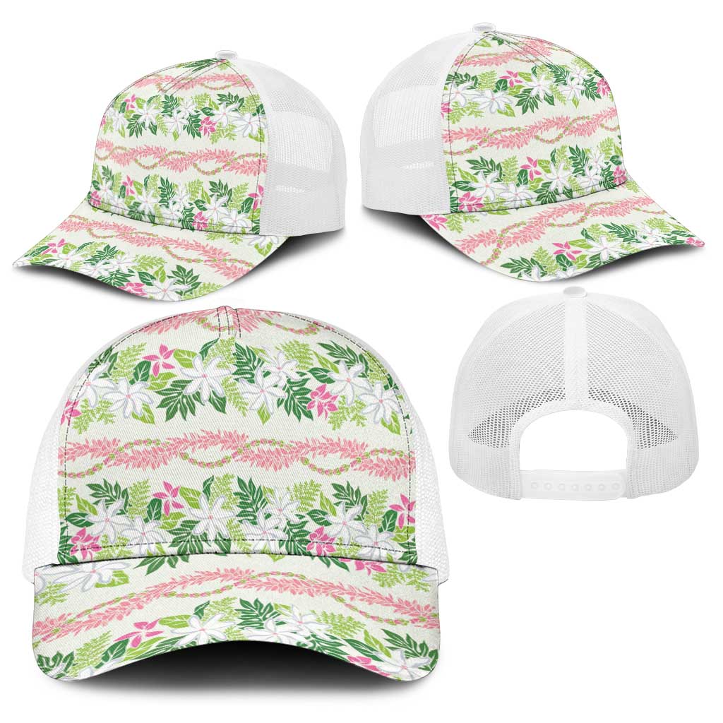 Monstera Tiare Plumeria Lei Pattern Baseball Net Cap Green Version LT01 - Polynesian Pride