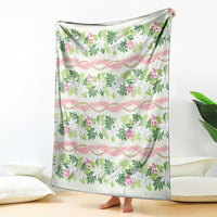 Monstera Tiare Plumeria Lei Pattern Blanket Green Version LT01 - Polynesian Pride