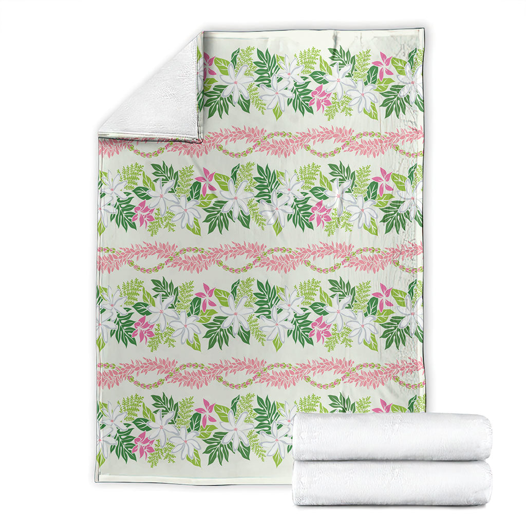 Monstera Tiare Plumeria Lei Pattern Blanket Green Version LT01 - Polynesian Pride