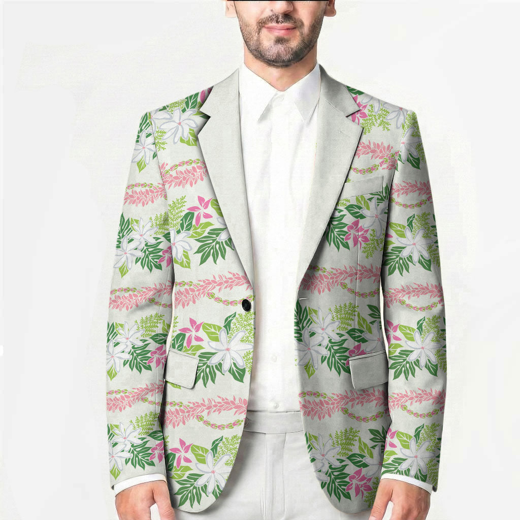 Monstera Tiare Plumeria Lei Pattern Blazer Green Version LT01 - Polynesian Pride