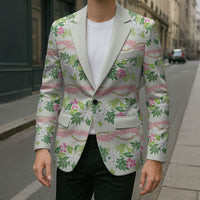 Monstera Tiare Plumeria Lei Pattern Blazer Green Version LT01 - Polynesian Pride