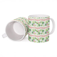 Monstera Tiare Plumeria Lei Pattern Ceramic Mug Green Version LT01 - Polynesian Pride