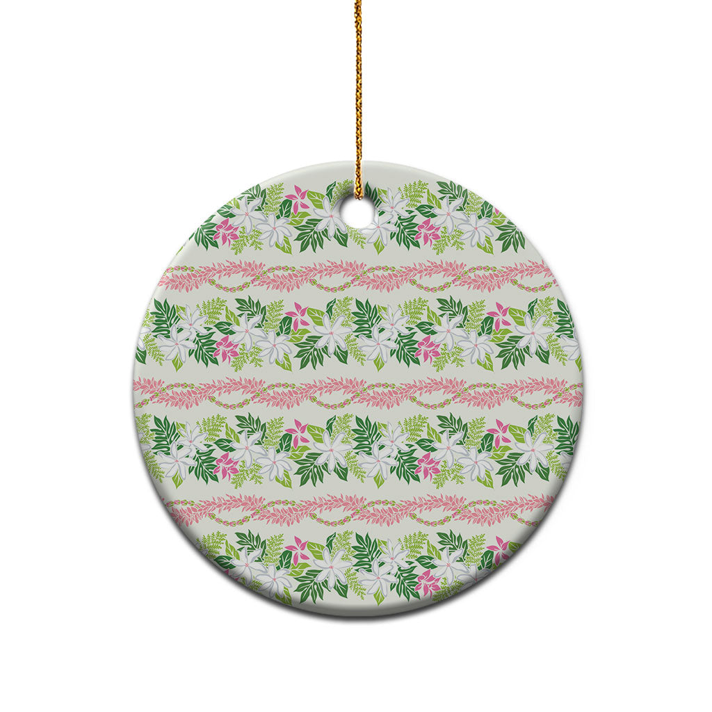 Monstera Tiare Plumeria Lei Pattern Ceramic Ornament Green Version LT01 - Polynesian Pride