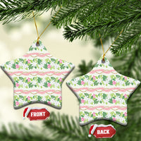 Monstera Tiare Plumeria Lei Pattern Ceramic Ornament Green Version LT01 Star Green - Polynesian Pride