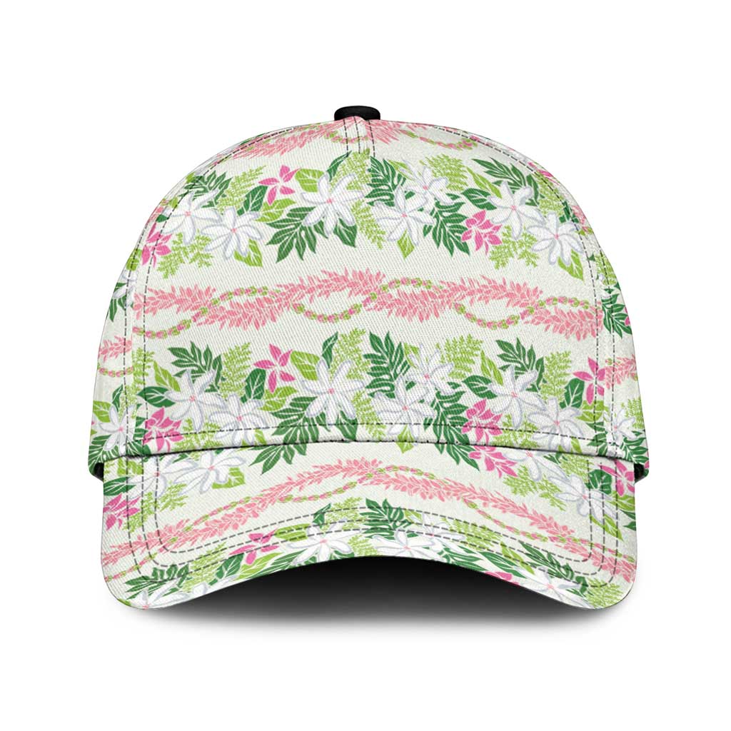 Monstera Tiare Plumeria Lei Pattern Classic Cap Green Version