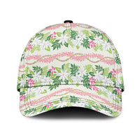 Monstera Tiare Plumeria Lei Pattern Classic Cap Green Version