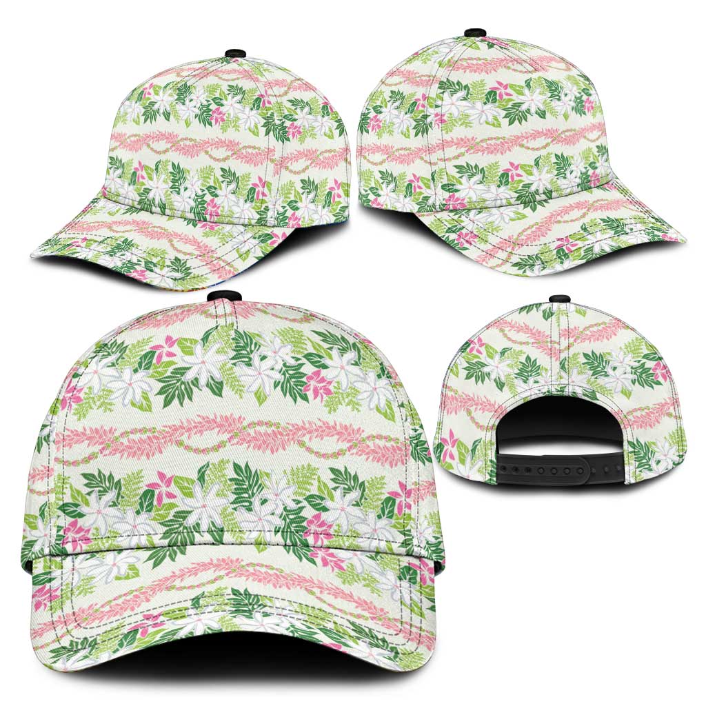 Monstera Tiare Plumeria Lei Pattern Classic Cap Green Version