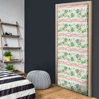 Monstera Tiare Plumeria Lei Pattern Door Cover Green Version LT01 - Polynesian Pride
