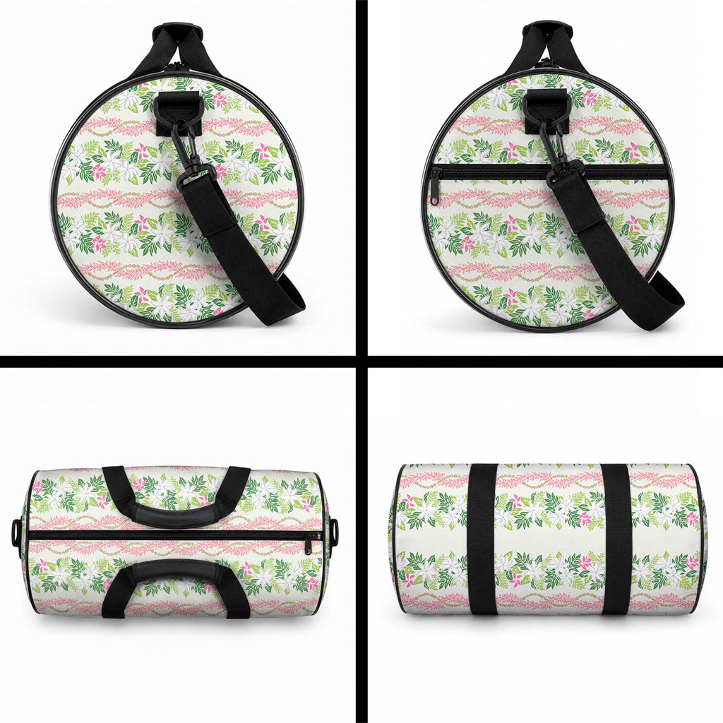 Monstera Tiare Plumeria Lei Pattern Duffle Bag Green Version LT01 - Polynesian Pride