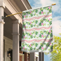 Monstera Tiare Plumeria Lei Pattern Garden Flag Green Version LT01 House Flag Green - Polynesian Pride