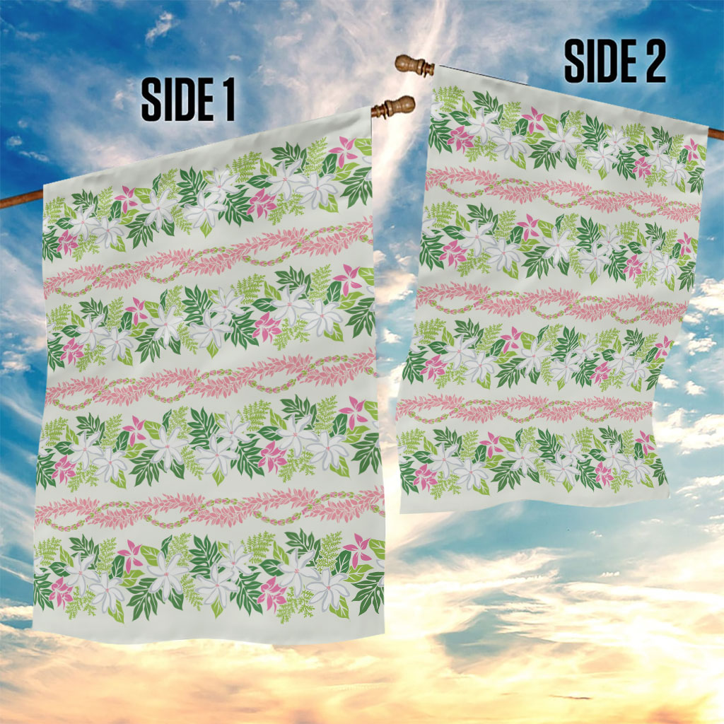 Monstera Tiare Plumeria Lei Pattern Garden Flag Green Version LT01 - Polynesian Pride