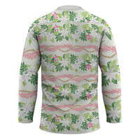 Monstera Tiare Plumeria Lei Pattern Hockey Jersey Green Version LT01 - Polynesian Pride