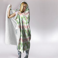 Monstera Tiare Plumeria Lei Pattern Hooded Blanket Green Version LT01 - Polynesian Pride
