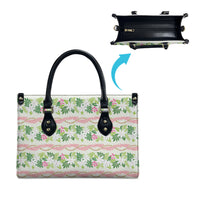 Monstera Tiare Plumeria Lei Pattern Leather Bag Green Version LT01 - Polynesian Pride