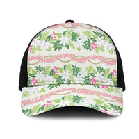Monstera Tiare Plumeria Lei Pattern Mesh Trucker Cap Green Version LT01 One Size Black Green - Polynesian Pride
