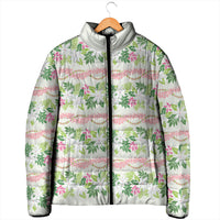 Monstera Tiare Plumeria Lei Pattern Padded Jacket Green Version