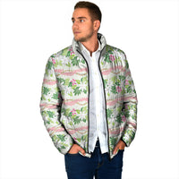 Monstera Tiare Plumeria Lei Pattern Padded Jacket Green Version