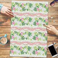 Monstera Tiare Plumeria Lei Pattern Puzzle Green Version