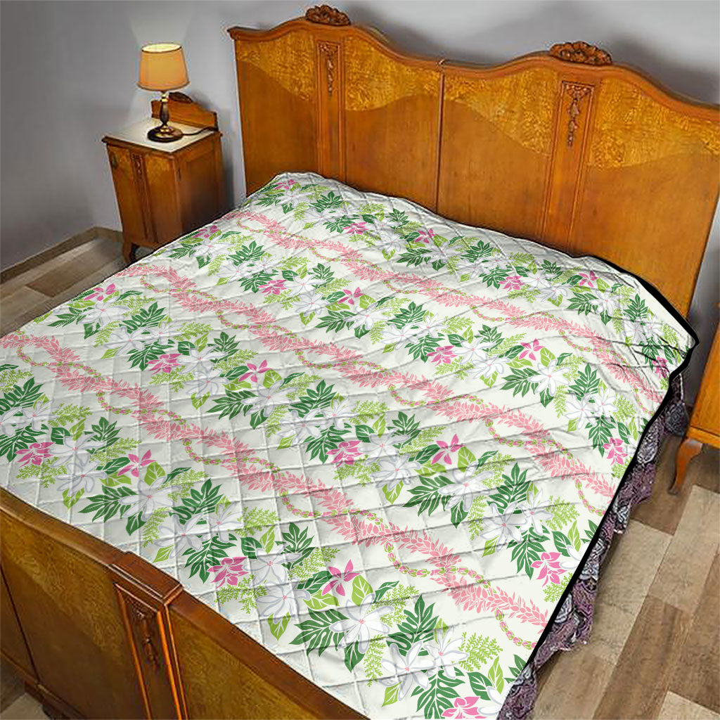 Monstera Tiare Plumeria Lei Pattern Quilt Green Version LT01 - Polynesian Pride