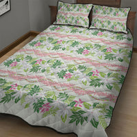 Monstera Tiare Plumeria Lei Pattern Quilt Bed Set Green Version LT01 - Polynesian Pride