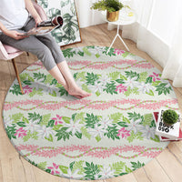 Monstera Tiare Plumeria Lei Pattern Round Carpet Green Version LT01 - Polynesian Pride