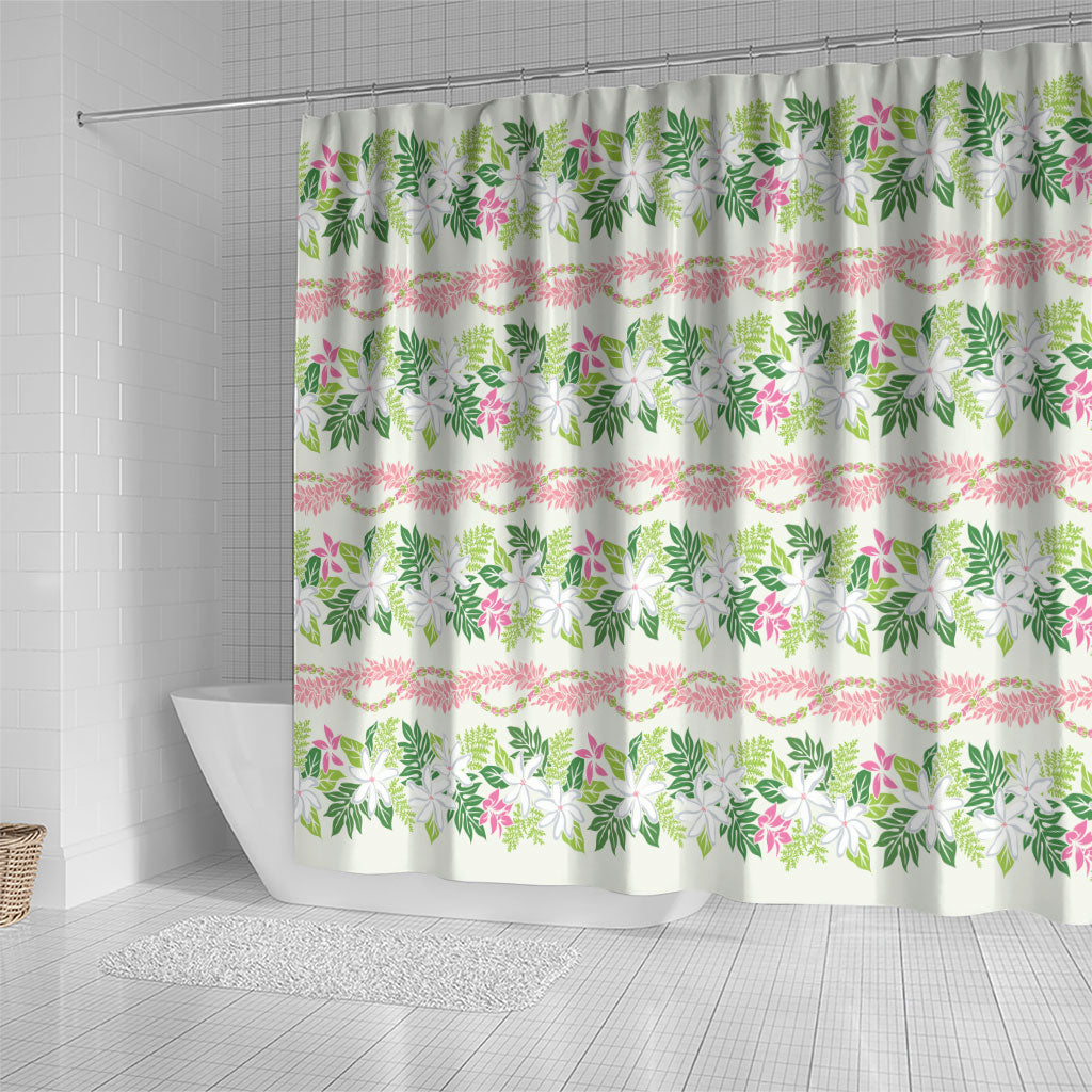 Monstera Tiare Plumeria Lei Pattern Shower Curtain Green Version LT01 - Polynesian Pride