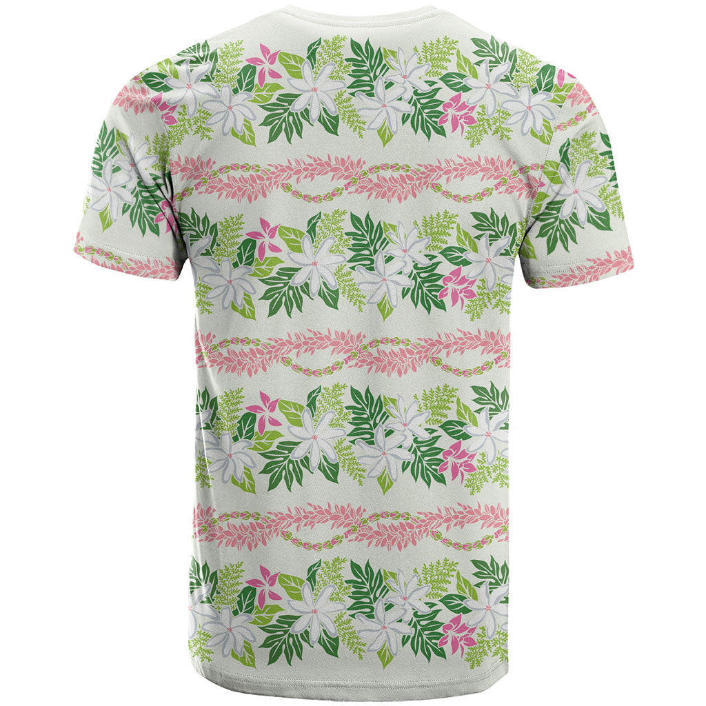 Monstera Tiare Plumeria Lei Pattern T Shirt Green Version LT01 - Polynesian Pride