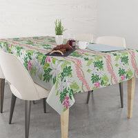 Monstera Tiare Plumeria Lei Pattern Tablecloth Green Version LT01 - Polynesian Pride