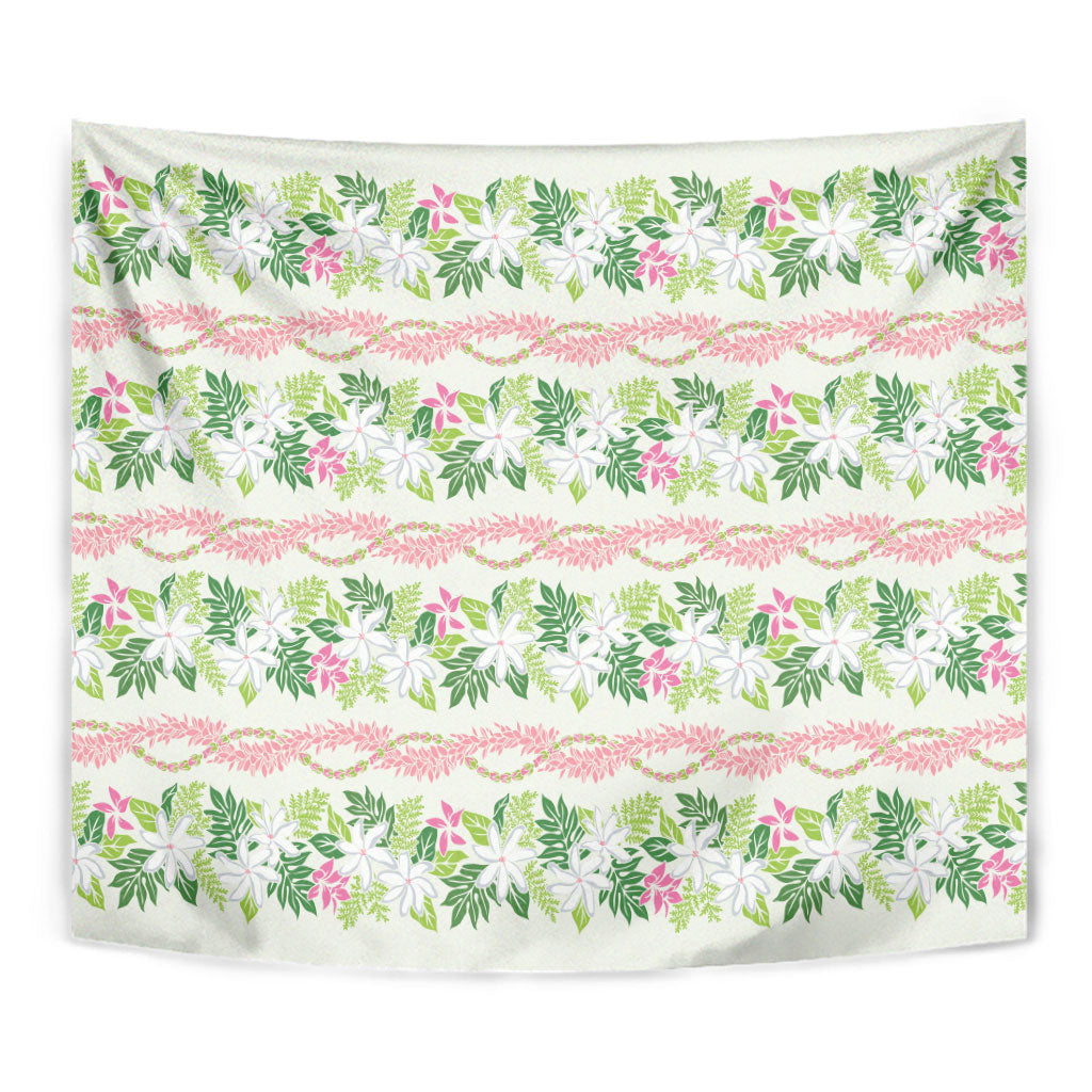 Monstera Tiare Plumeria Lei Pattern Tapestry Green Version LT01 - Polynesian Pride