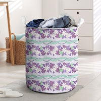 Monstera Tiare Plumeria Lei Pattern Laundry Basket Purple Version LT01 Purple - Polynesian Pride