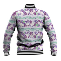 Monstera Tiare Plumeria Lei Pattern Baseball Jacket Purple Version LT01 - Polynesian Pride