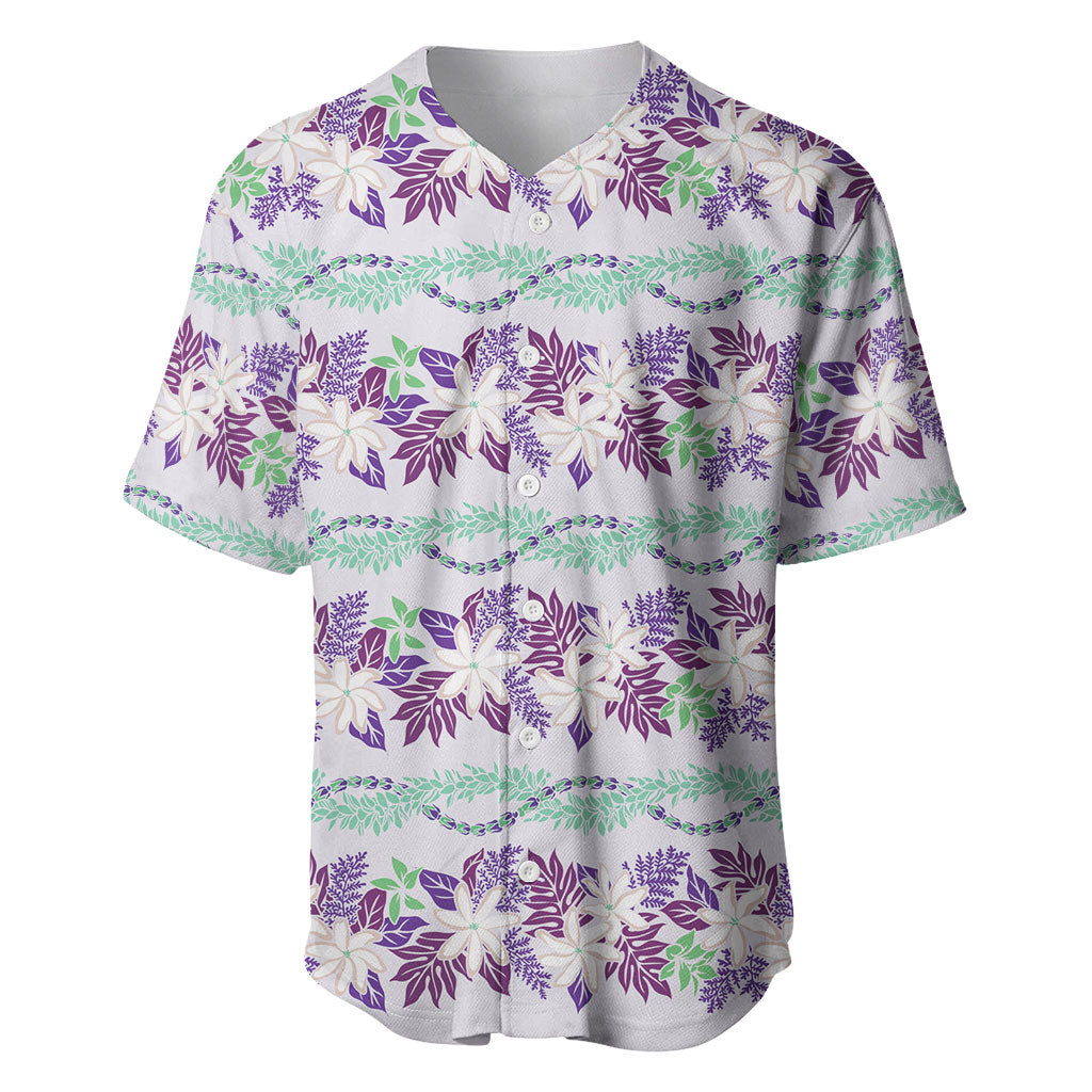 Monstera Tiare Plumeria Lei Pattern Baseball Jersey Purple Version LT01 Purple - Polynesian Pride