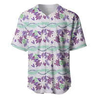 Monstera Tiare Plumeria Lei Pattern Baseball Jersey Purple Version LT01 Purple - Polynesian Pride