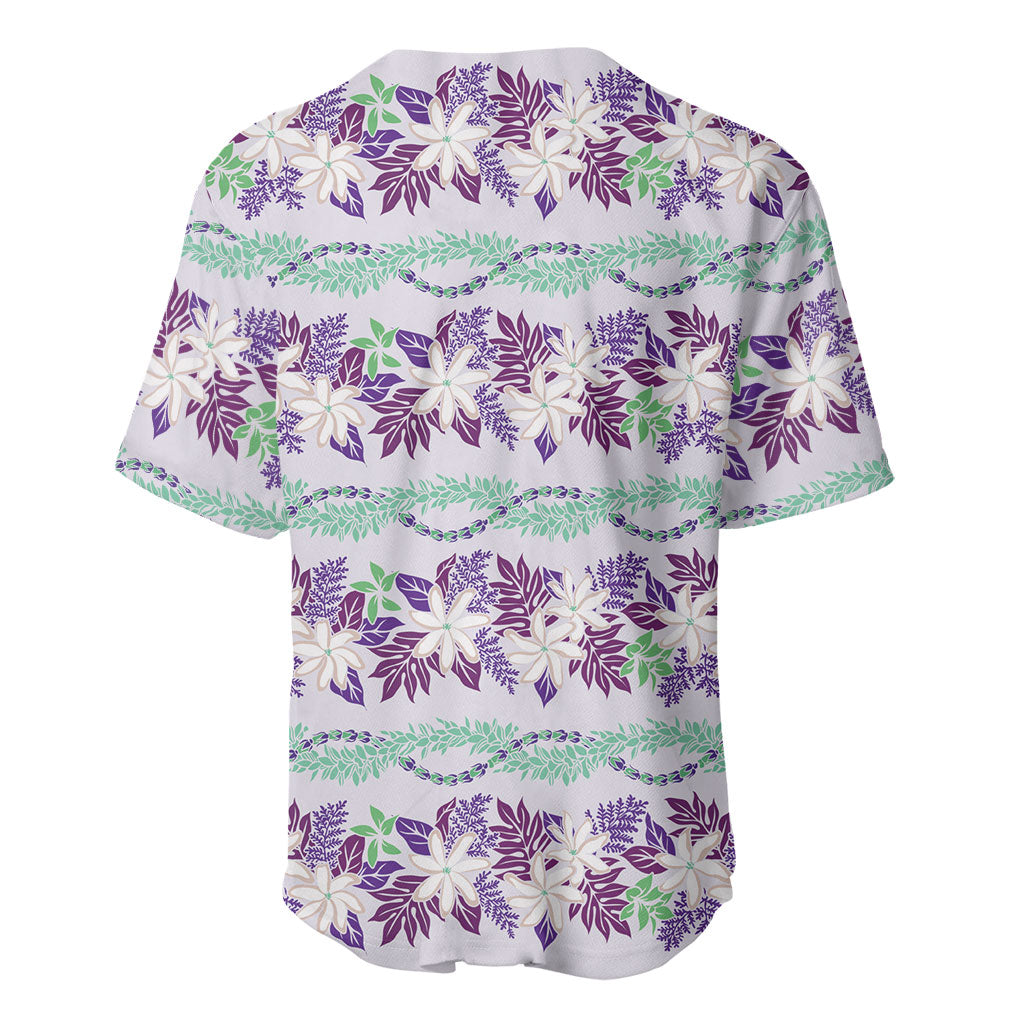 Monstera Tiare Plumeria Lei Pattern Baseball Jersey Purple Version LT01 - Polynesian Pride