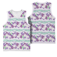 Monstera Tiare Plumeria Lei Pattern Basketball Jersey Purple Version LT01 - Polynesian Pride