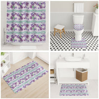 Monstera Tiare Plumeria Lei Pattern Bathroom Set Purple Version LT01 - Polynesian Pride