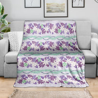 Monstera Tiare Plumeria Lei Pattern Blanket Purple Version LT01 - Polynesian Pride