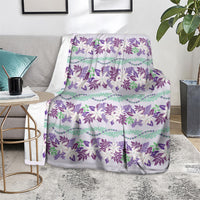 Monstera Tiare Plumeria Lei Pattern Blanket Purple Version LT01 - Polynesian Pride