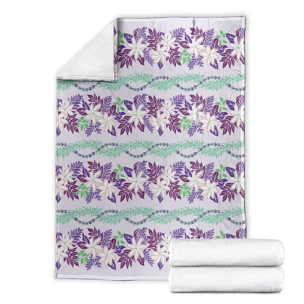 Monstera Tiare Plumeria Lei Pattern Blanket Purple Version LT01 - Polynesian Pride