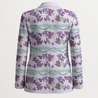Monstera Tiare Plumeria Lei Pattern Blazer Purple Version LT01 - Polynesian Pride