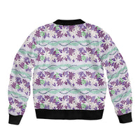 Monstera Tiare Plumeria Lei Pattern Bomber Jacket Purple Version LT01 - Polynesian Pride