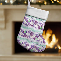 Monstera Tiare Plumeria Lei Pattern Christmas Stocking Purple Version LT01 Set of 2 Purple - Polynesian Pride