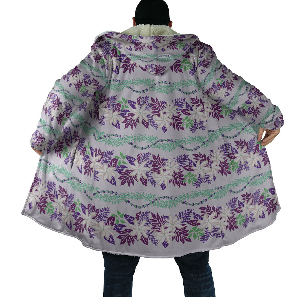 Monstera Tiare Plumeria Lei Pattern Cloak Purple Version LT01 - Polynesian Pride