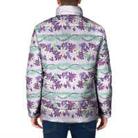 Monstera Tiare Plumeria Lei Pattern Padded Jacket Purple Version