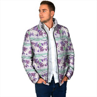 Monstera Tiare Plumeria Lei Pattern Padded Jacket Purple Version