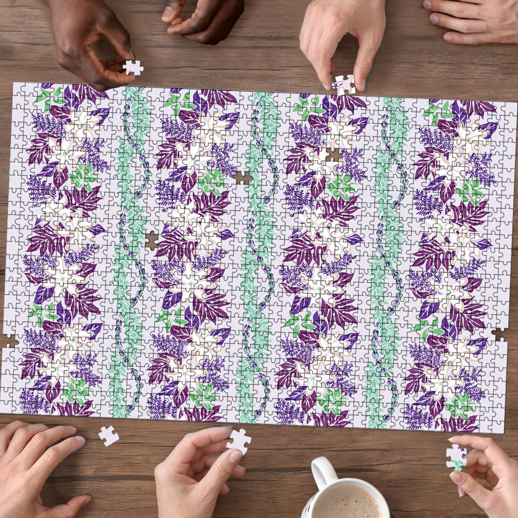 Monstera Tiare Plumeria Lei Pattern Puzzle Purple Version LT01 - Polynesian Pride