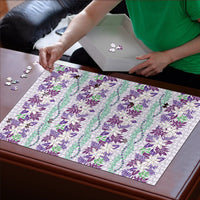 Monstera Tiare Plumeria Lei Pattern Puzzle Purple Version LT01 - Polynesian Pride